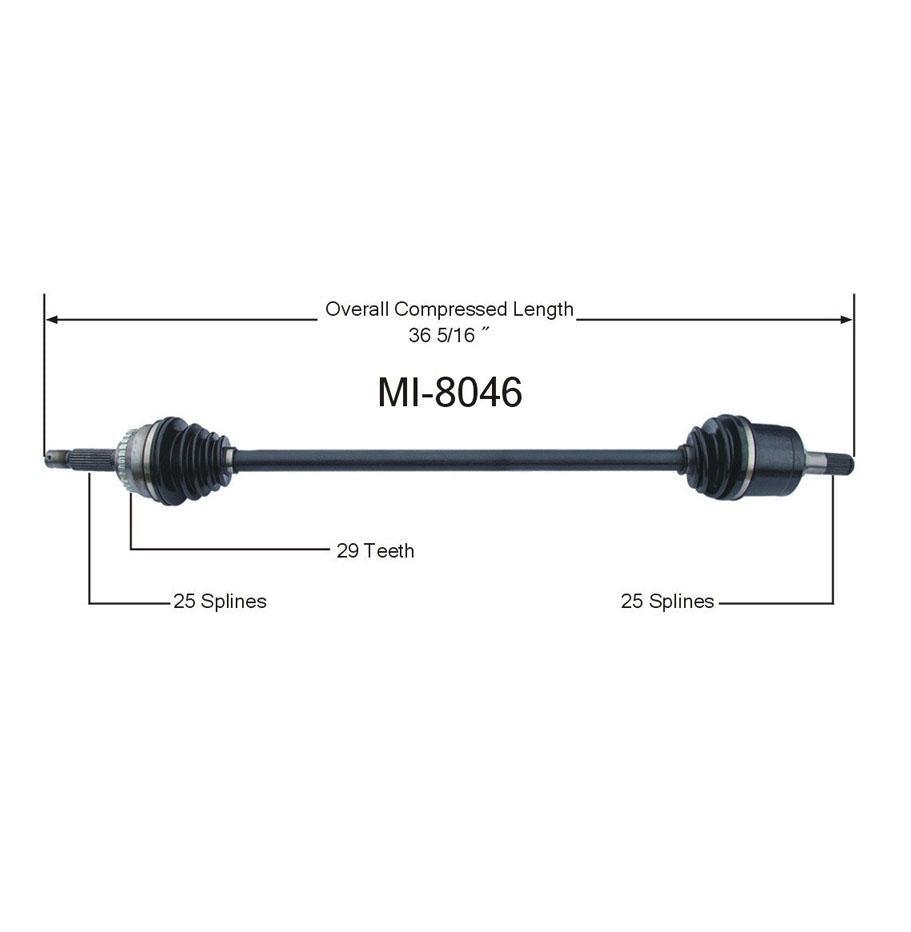 ELANTRA 1996-1998 y TIBURON 1997-1998 Eje CV del lado del pasajero delantero