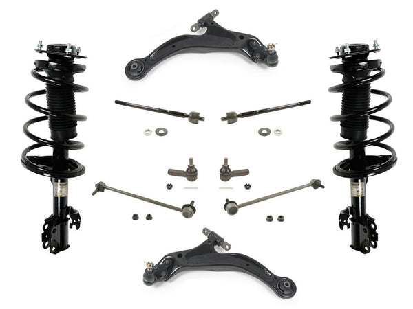 98 to 12/2002 Sienna Control Arms BJ Tie Rods Sway Bar Coil Springs Struts 10Pc