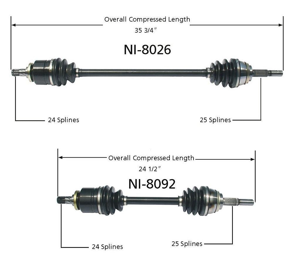 Sure Trac P/S & D/S CV Drive Axle Shaft NI8092 NI8026