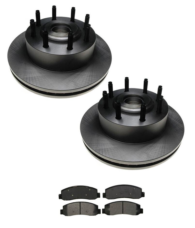 Front Disc Brake Rotors & Brake Met Pads for 2005 Ford F250 Rear Wheel Drive