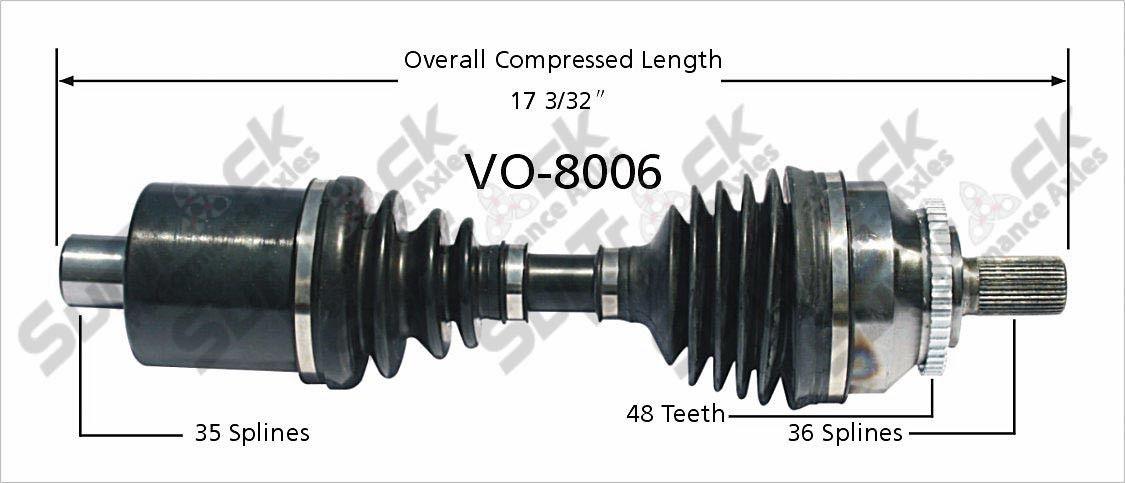 SurTrack VO-8006 CV Axle Shaft, Front Left Fits Drivers Side FWD Models Only