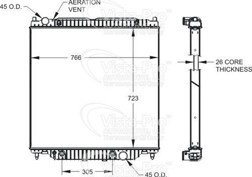 OR2886 Radiador 05-07 F250 F350 450 550 5.4L 6.8LW/ / Manguera inferior de 1 3/4 pulgadas