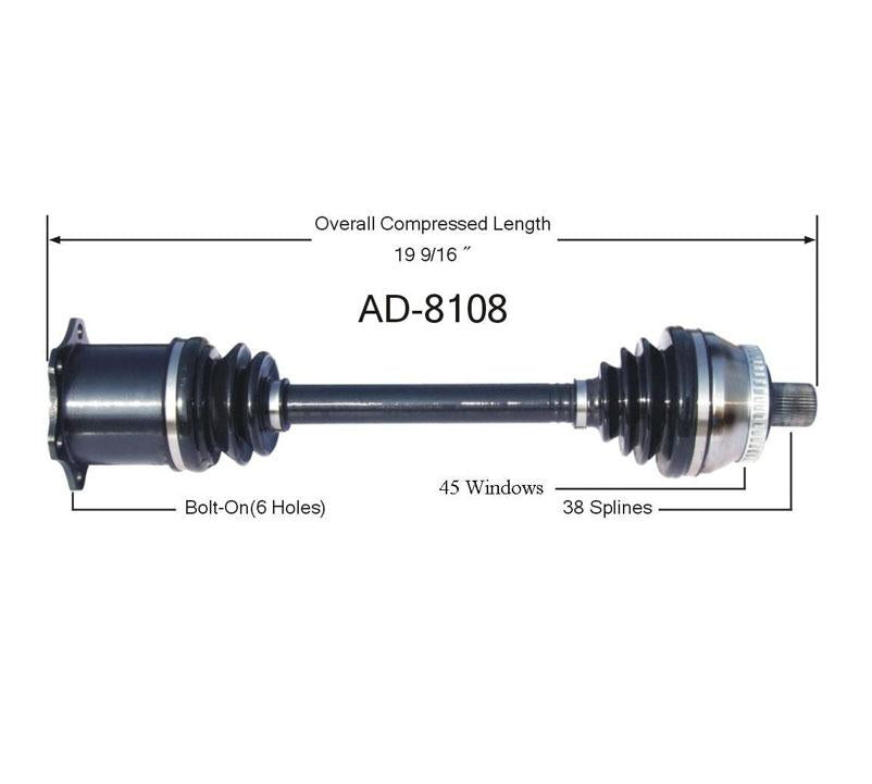 Fits ALLROAD QUATTRO 2001-2005 Manual Transmission Front Passenger CV Axle Shaft