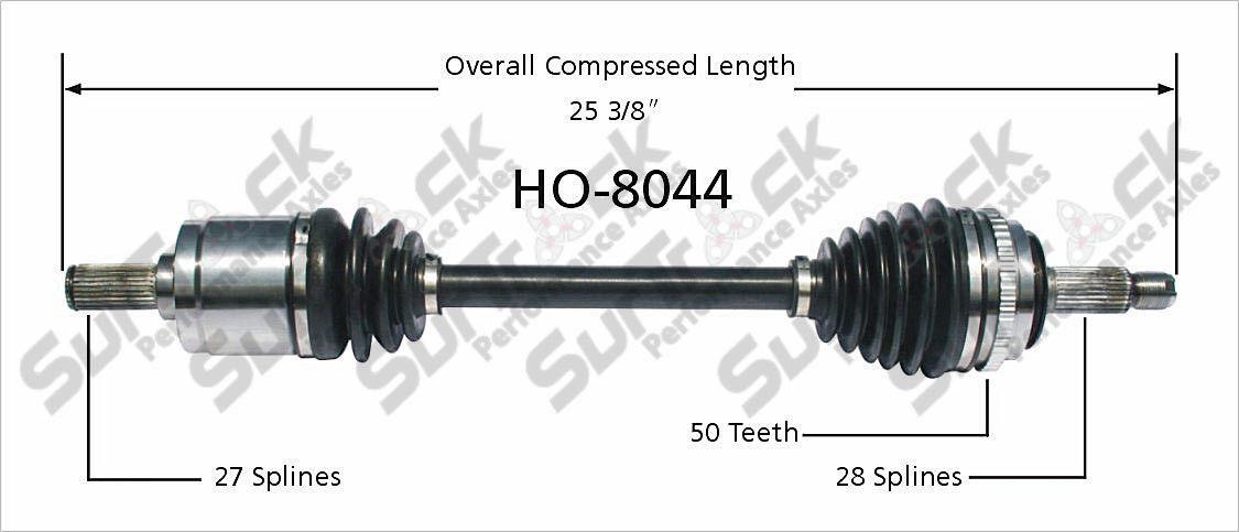 HO-8044 Eje CV delantero derecho 95-97 Acoord 2.7L 97-99 3.0L CL lado del paso