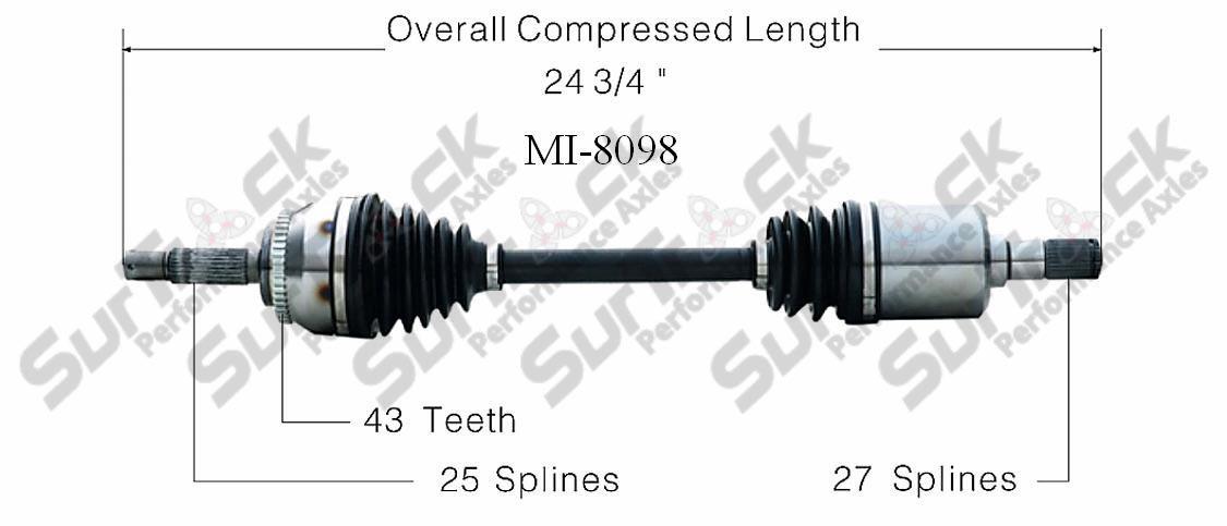 CV Drive Axle Shaft Fits Eagle Talon Mitsubishi Eclipse 1995-99 Front P