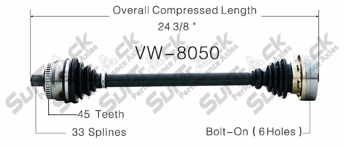 Nuevo eje CV para Passat 1999-2005 trasero D/P 1997-2000 A4 Quattro Frt D/S