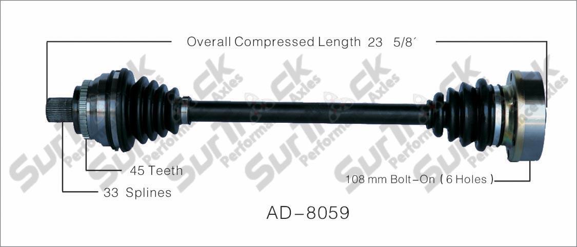 CV Drive Axle Shaft Fits Audi 100 M/T, 100 Quattro 1989-91 Front D