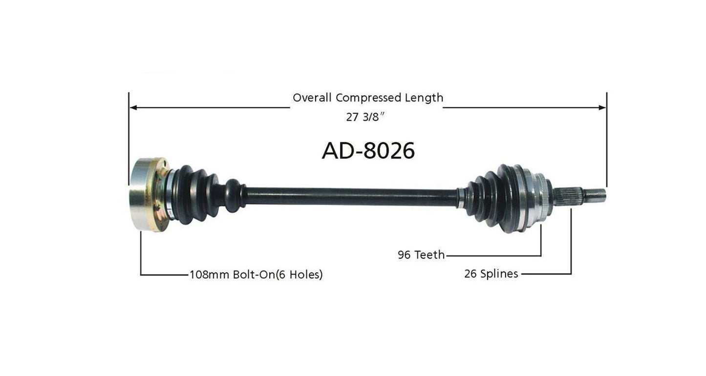 CV Drive Axle Shaft Fits Audi 5000 1980-88 Front Driver Side