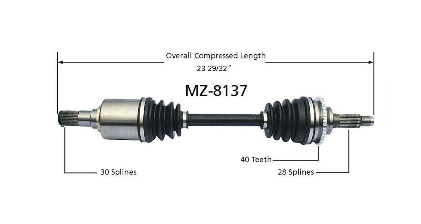 Eje de transmisión CV del lado del conductor para Mazda 6 03-04.