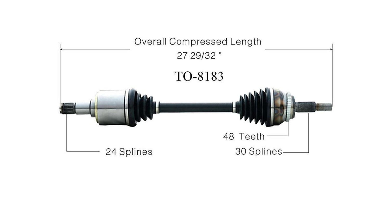 Nuevo eje de transmisión CV para Toyota Sienna FWD 2004-09 lado del conductor delantero
