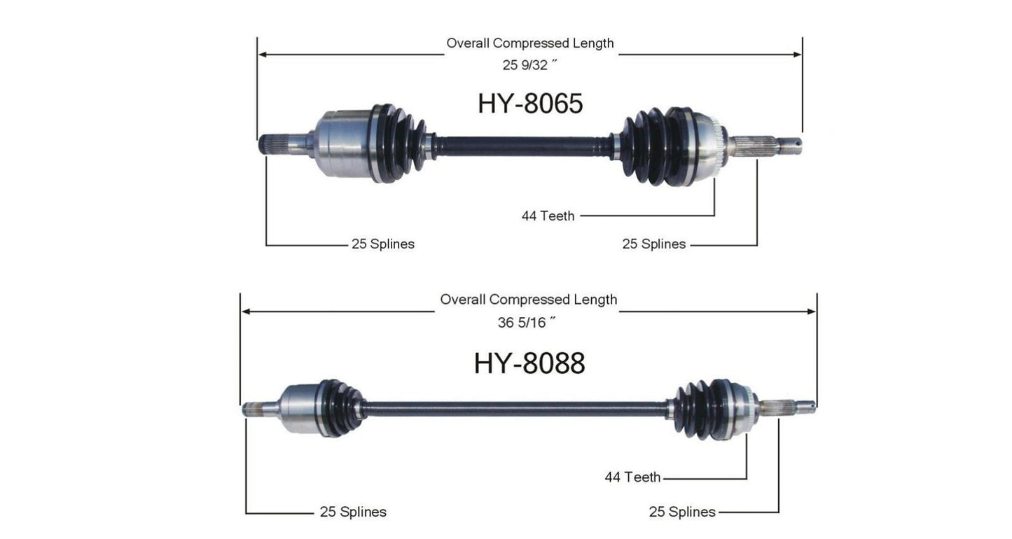 Front CV Axle Will Fit Tiburon 99-01 Elantra 99-00