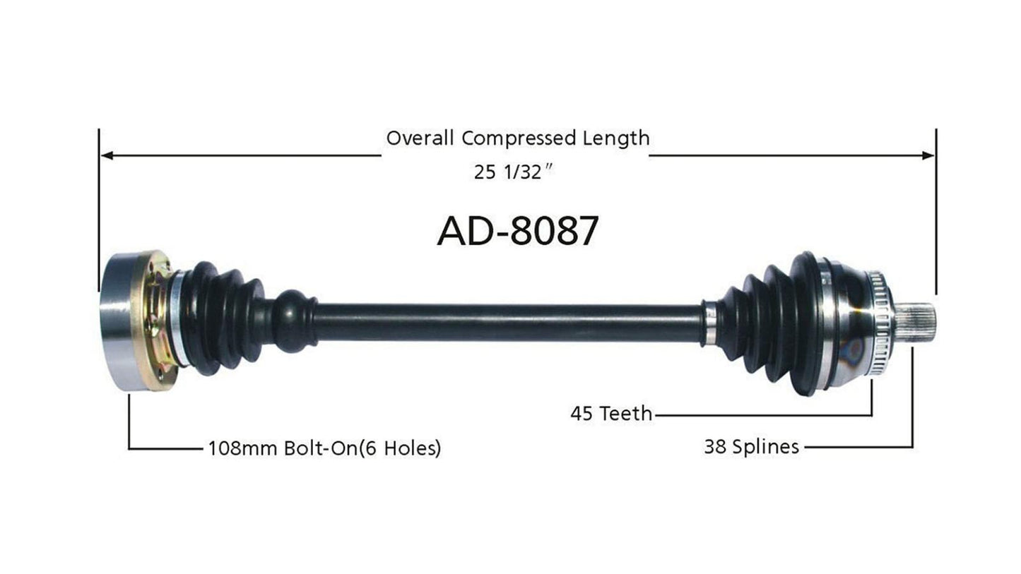 Front Left CV Axle Shaft for 00-04 Audi A6 Quattro 2.7L Manual Transmission