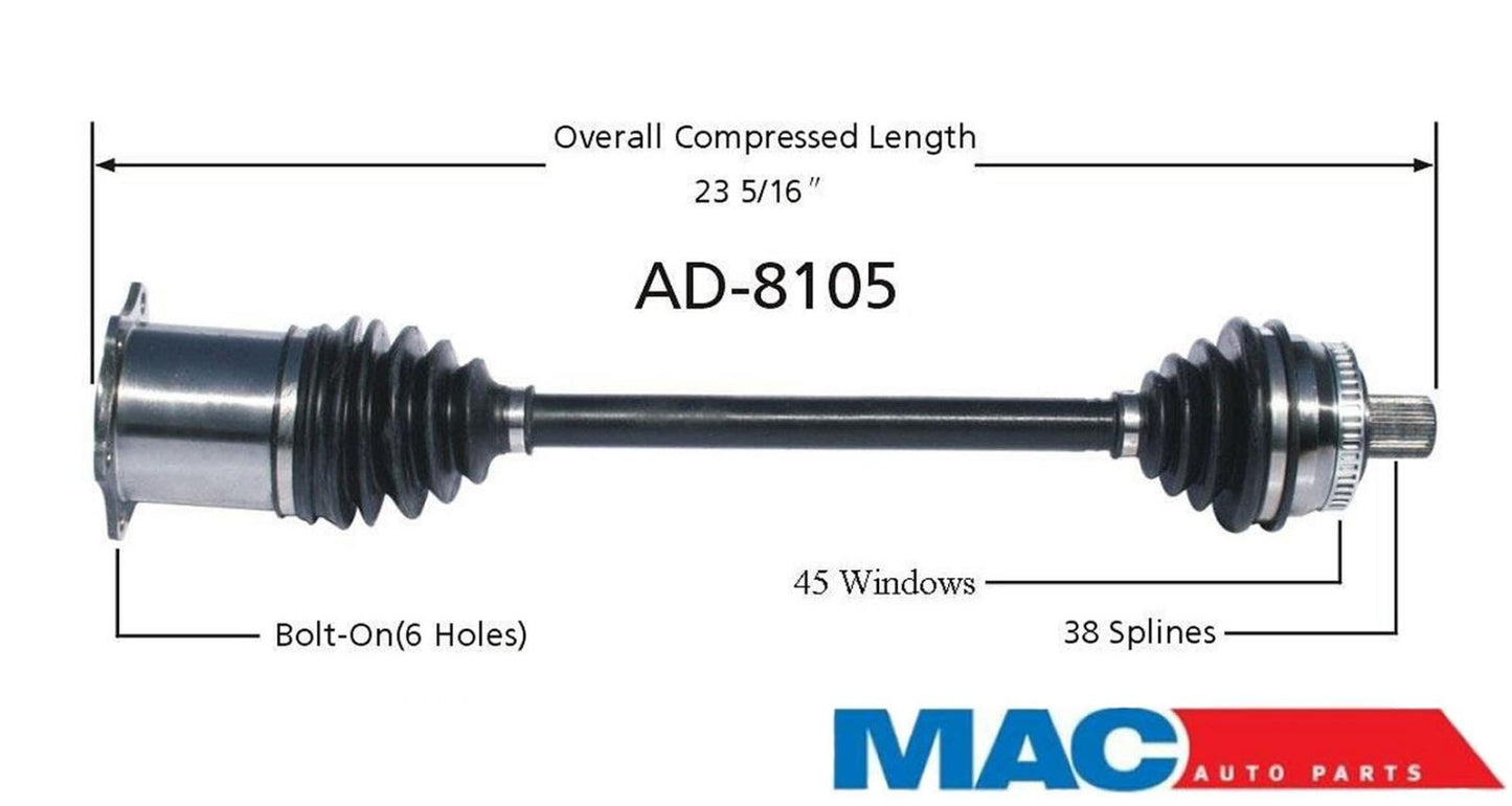 CV Drive Axle Shaft Fits Audi A4 QUATTRO 02-08 Front Driver Side M/T NO FTZ