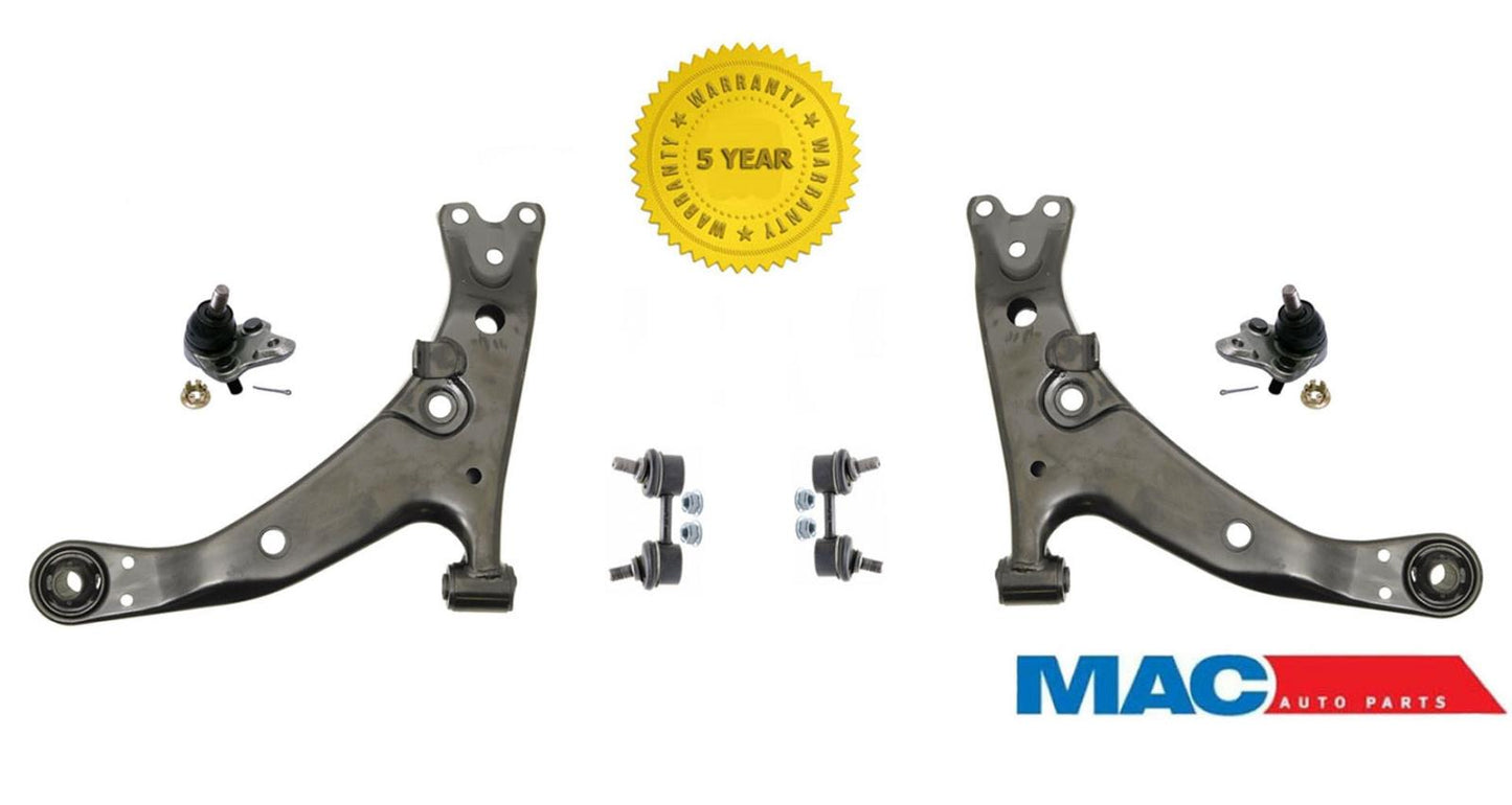 6pces Chassis Kit Lower Control Arms Ball Joints and Links Fits Corolla 96-02