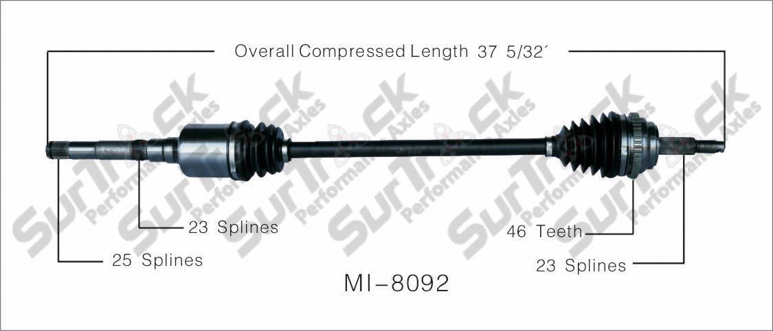 SurTrack MI-8092 CV Axle Shaft - , Front Right 98-99 Neon P/Side W Automatic
