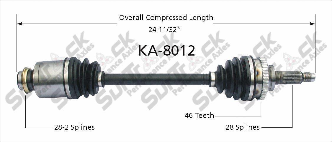 SurTrack KA-8012 Eje CV - Nuevo, delantero derecho para Spectra 01-04 1.8L