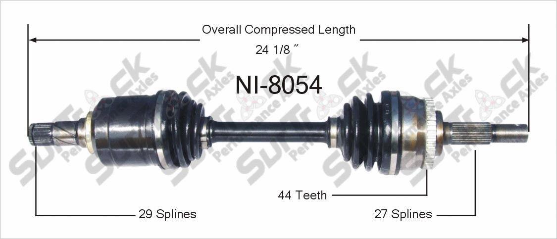 Eje CV delantero NI-8054 compatible con Altima D/S 93-97 automático sin llamada de deslizamiento limitado
