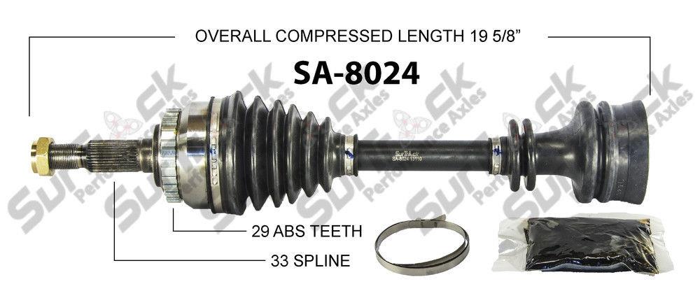 Eje SA-8024 CV - Nuevo, delantero izquierdo o derecho Llame al cliente Ck Fitment