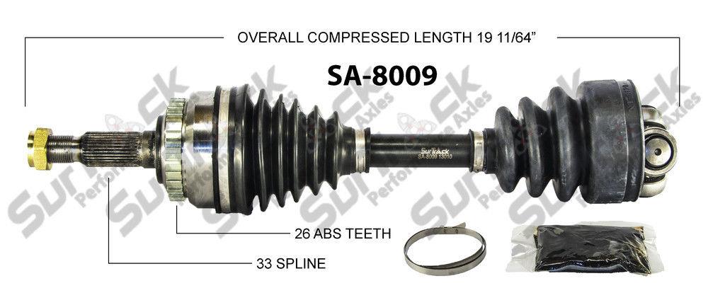 CV Axle Shaft- Front Right SA-8009 fits 99-02 Saab 9-3 Call Check Info