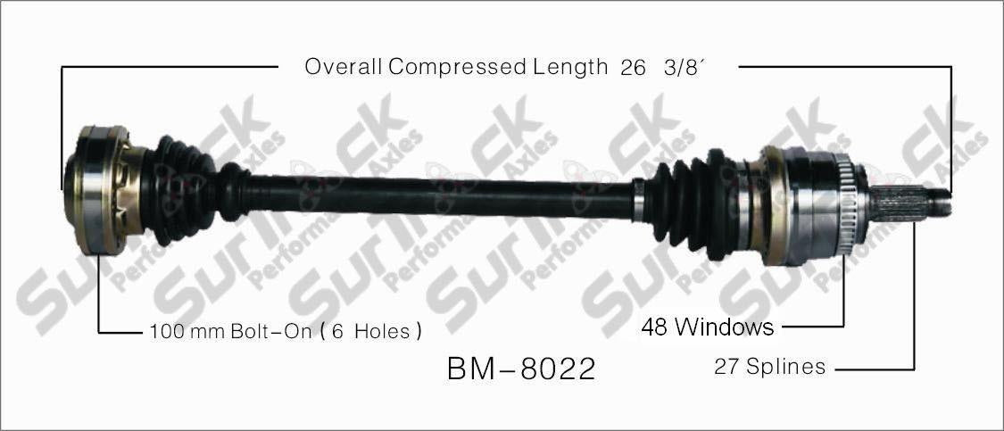 CV Axle Shaft- Rear Right REF# BM-8022 Fits 01-06 325I 03-05 Z4