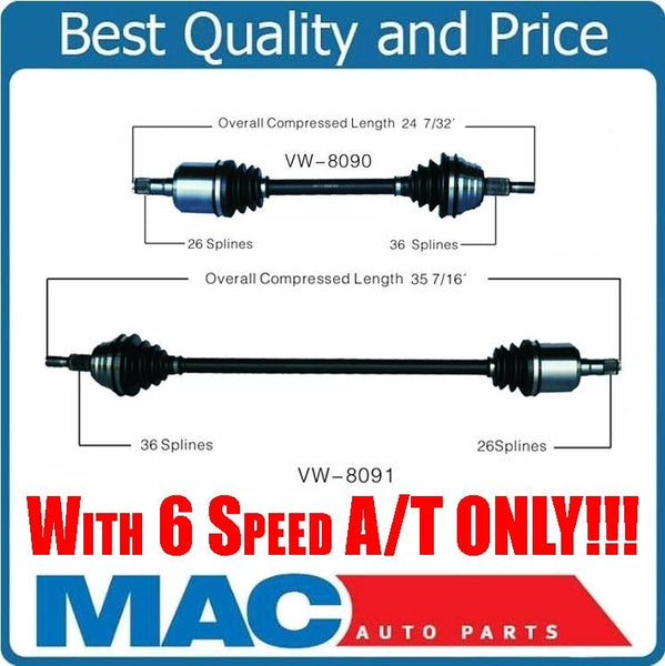 Complete Front Axles for Beetle 2003-2005 6 Speed Automatic Transmission ONLY