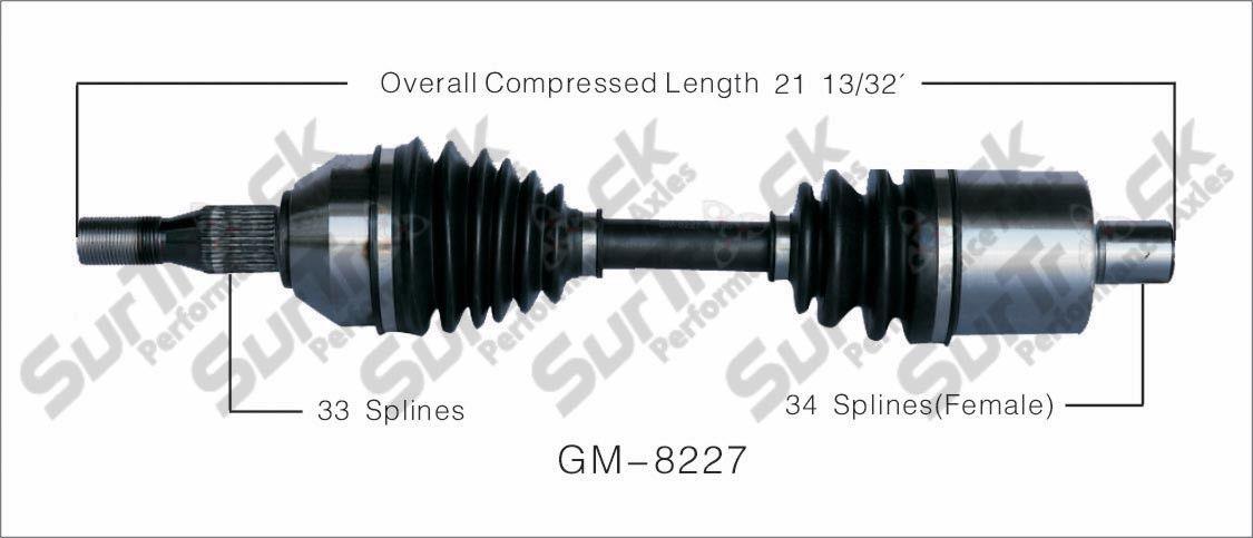 Eje CV nuevo delantero izquierdo GM-8227 para 05-08 GXP 06-09 Impala Police 5.3L