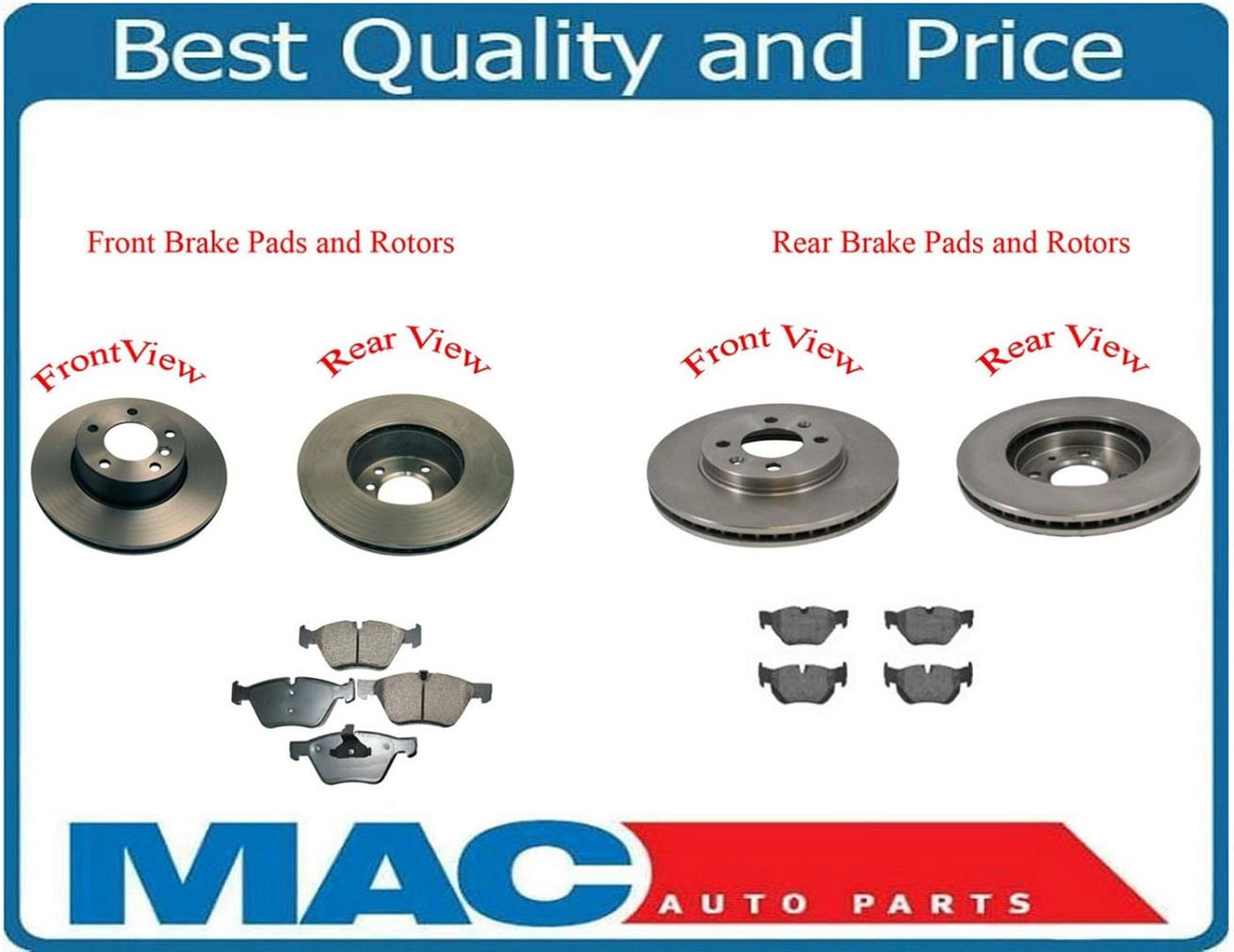 Fits 2006 BMW 325i Front & Rear Brake Disc Rotors & Ceramic Brake Pads