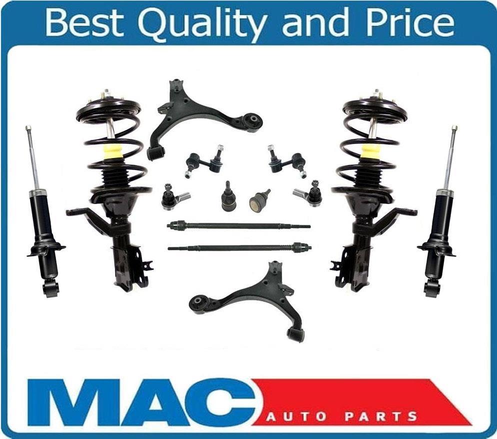 Control Arms Ball Joints Sway Bar Link Tie Rods Sturt Shocks For 01-02 Civic 1.7
