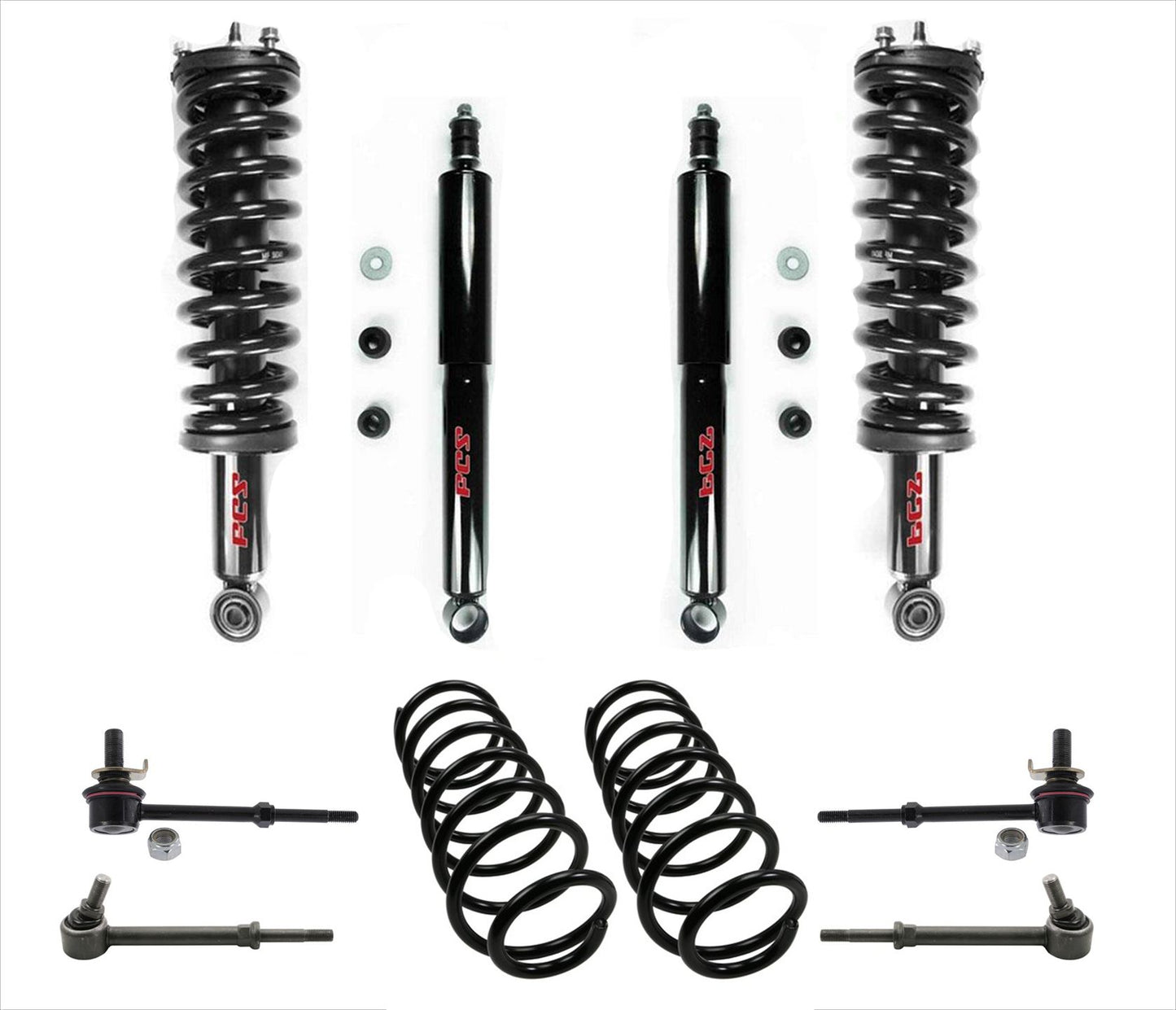 Se adapta a Toyota 4Runner 01-02, tracción en las 4 ruedas, puntales delanteros, amortiguadores traseros, resortes y enlaces