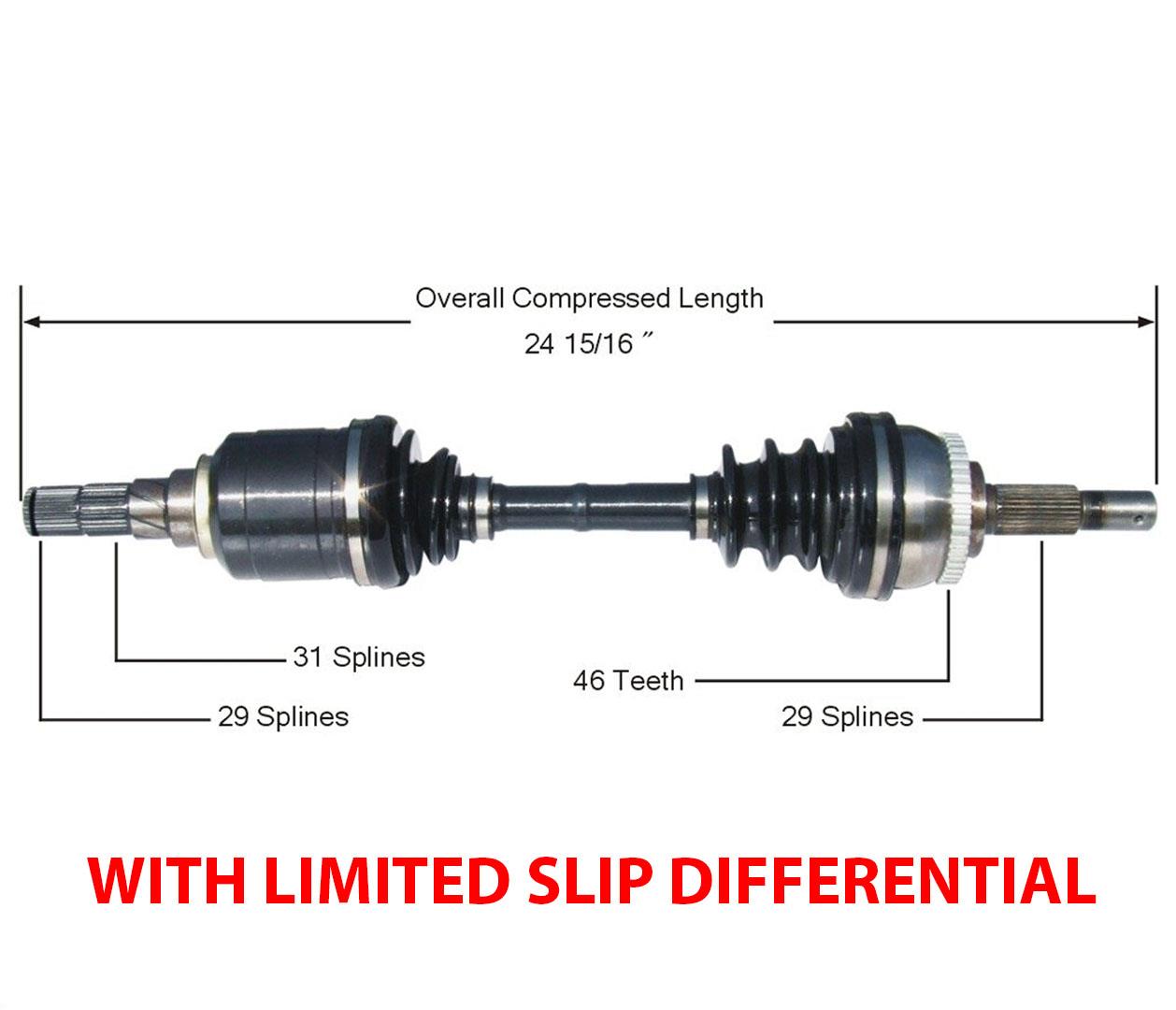 Front Axle fits 95-99 Maxima Automatic Transmission W/ Limited Slip Differential