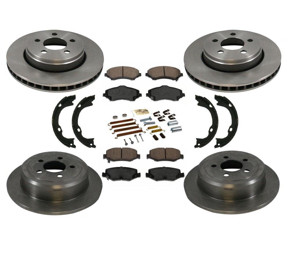 Front Rear Disc Brake Rotors Ceramic Brake Pads 8pc for Jeep Liberty 08-12