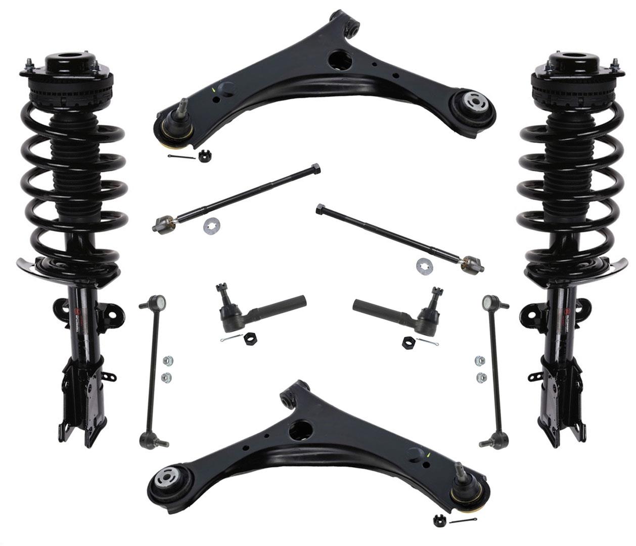Front Complete Struts Control Arms Tie Rods Links for Dodge Grand Caravan 08-19