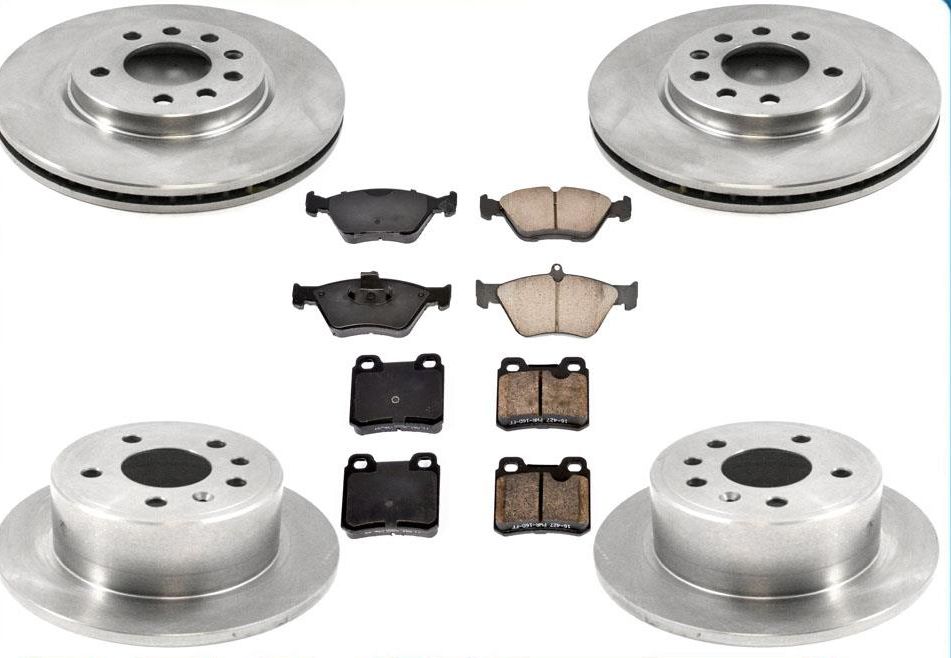 Kit de 6 piezas de rotores de freno delantero y trasero y pastillas de freno metálicas para Saab 900 1994-1996