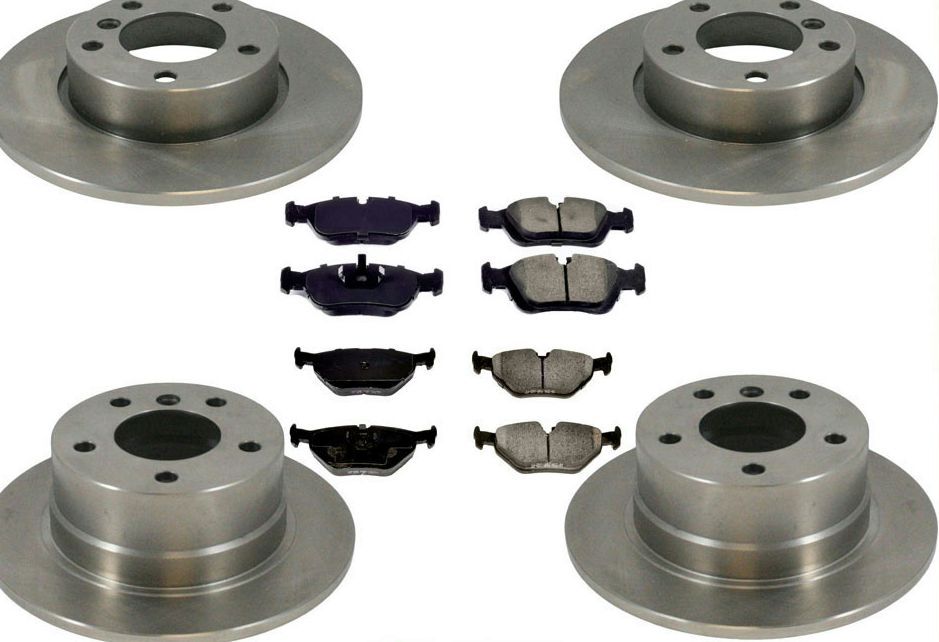 Solid Front and Rear Disc Brake Rotors with Ceramic Brake Pads for BMW Z3 96-98