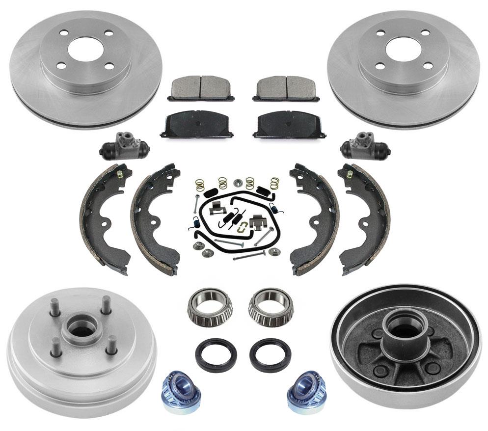Rotors Drums Brake Pads Shoes Spring Wheel Bearings 15pc for Toyota Tercel 91-92