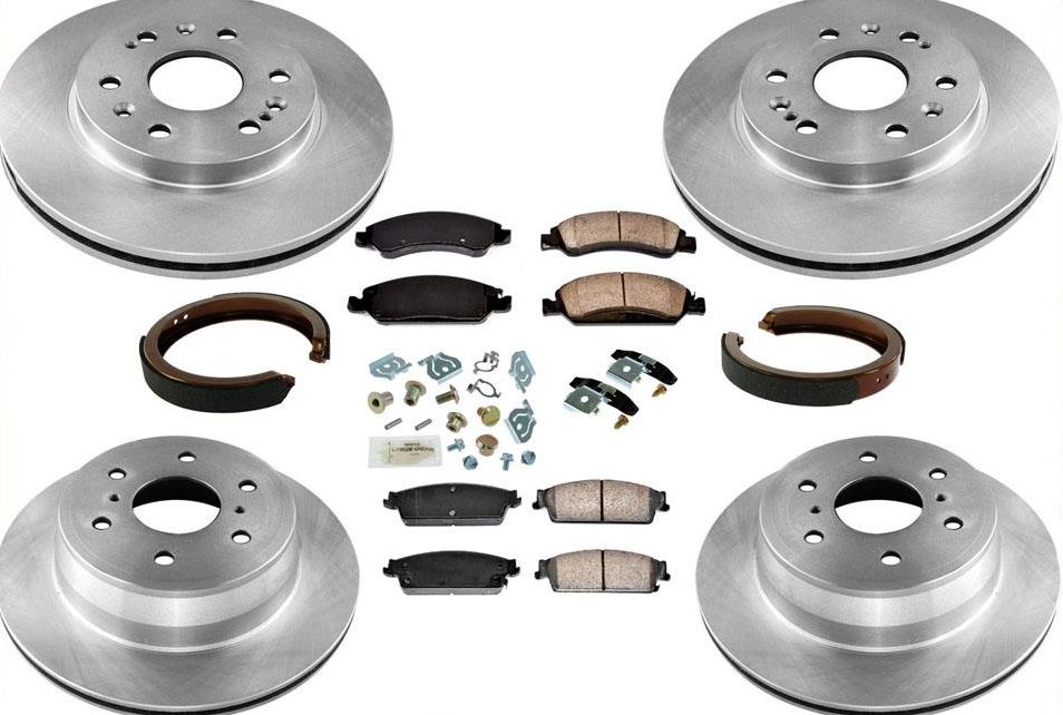 Front & Rear Rotors Brake Pads Shoes Spring Kit for Chevrolet Tahoe 09-14
