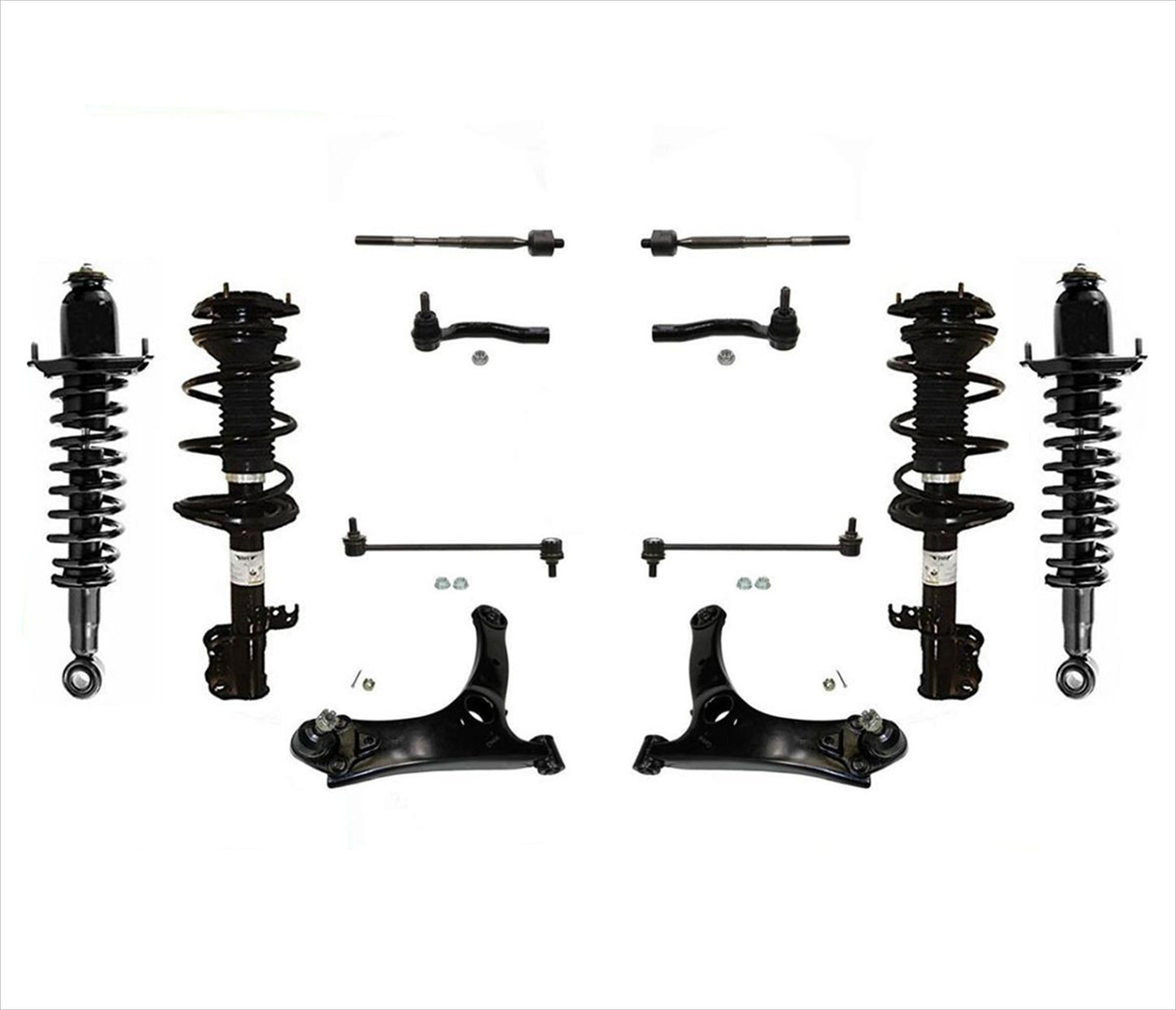 Fits 03-08 Toyota Corolla Front & Rear Complete Struts Control arms Chassis Kit