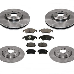Front & Rear Brake Rotors & Brake Pads For Audi A4 2.0L Engine 2012 13 2015 2016