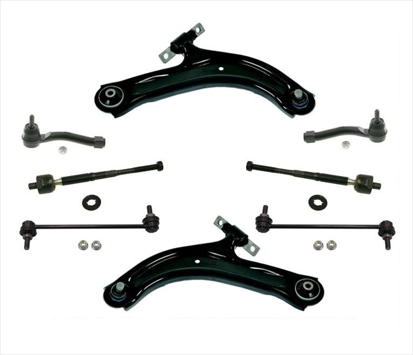 Fits Nissan Sentra 07-12 Lower Control Arms Tie Rods & Sway Bar Links 8pc Kit