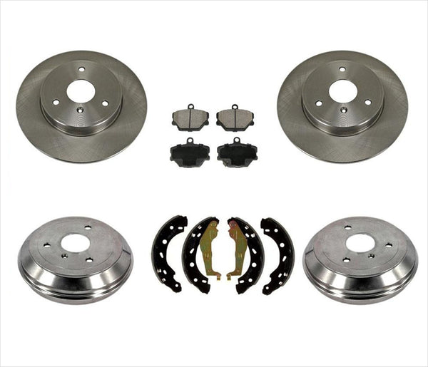 For 2005 2006 07 2015 Smart Fortwo FRT & RR Brake Rotors Drums Brake Pads Shoes