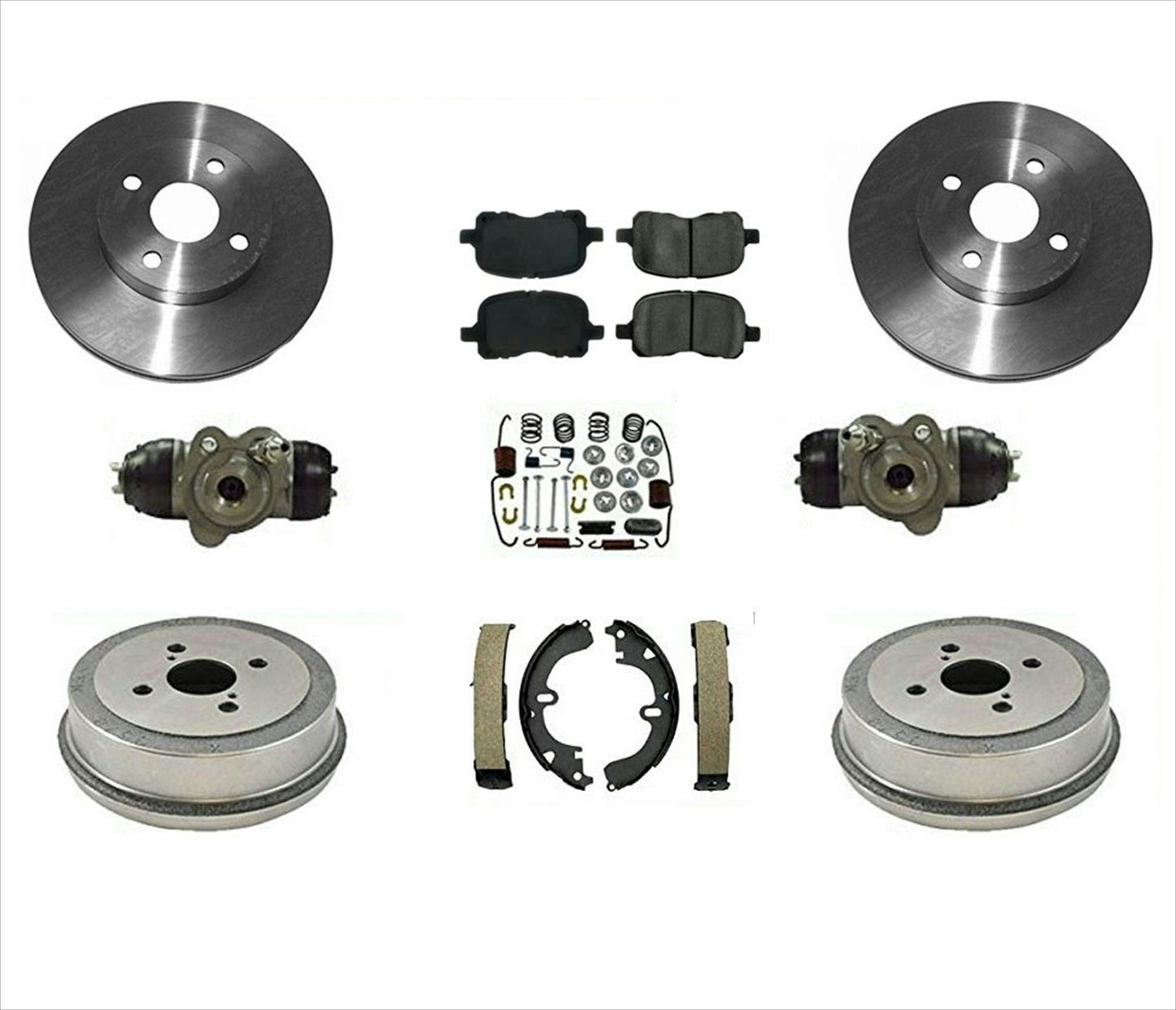 Brake Rotors Pads Drums Shoes Cyl. Sprs 00-02 For Toyota Corolla 9PC KIT. NO ABS