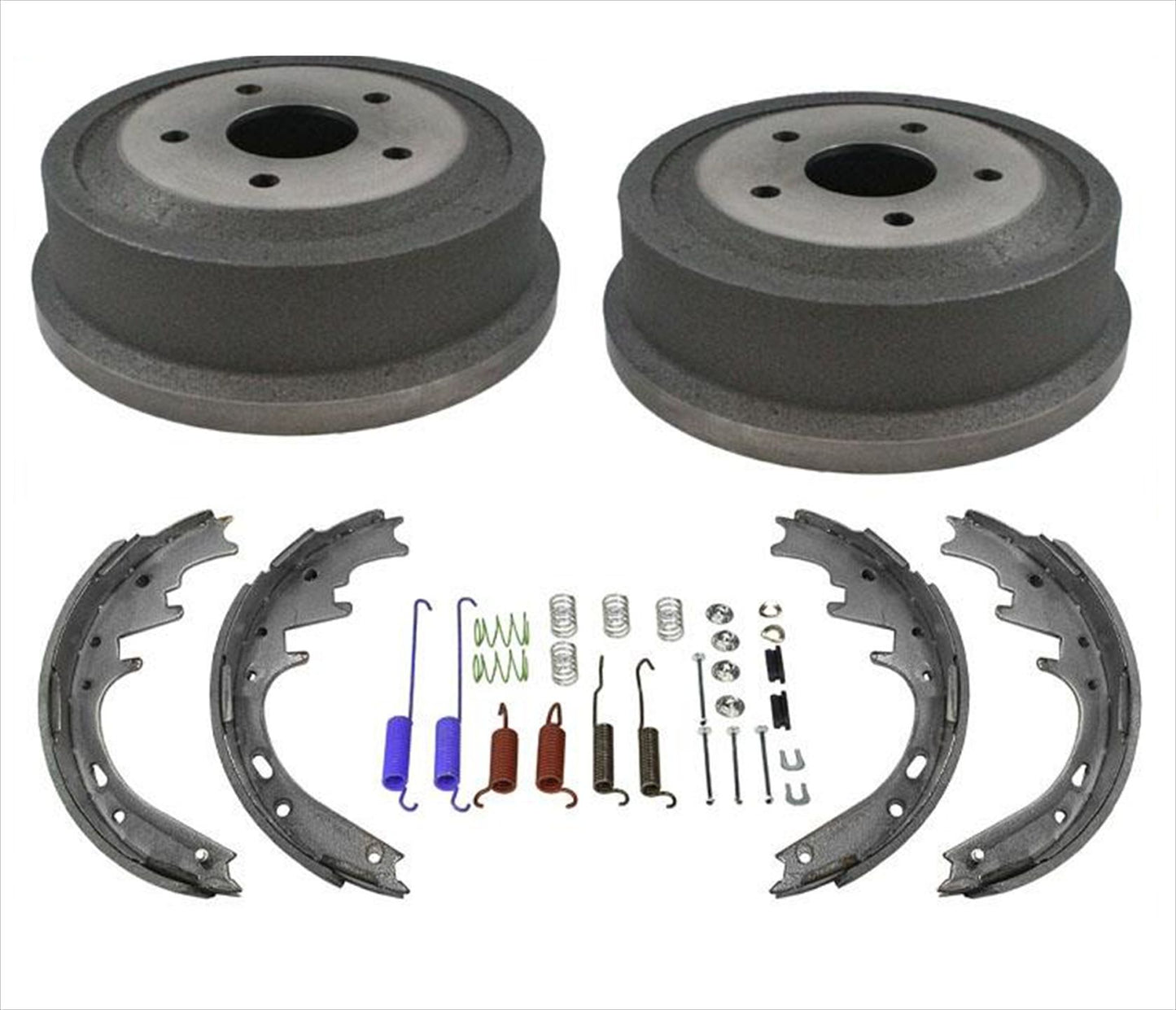 (2) Tambores de freno trasero y zapatas de freno + resortes, kit de 4 piezas 2000-2001 Dodge Ram 1500
