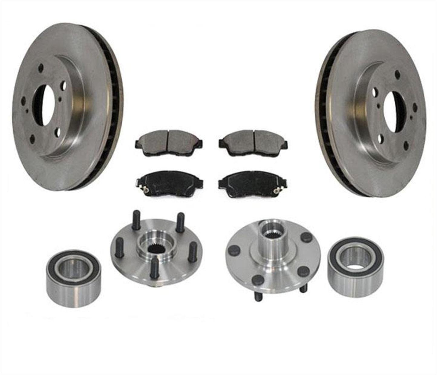 Front Brake Rotors Wheel Hub Bearings & Brake Pads for Toyota Camry 92-99 2.2L