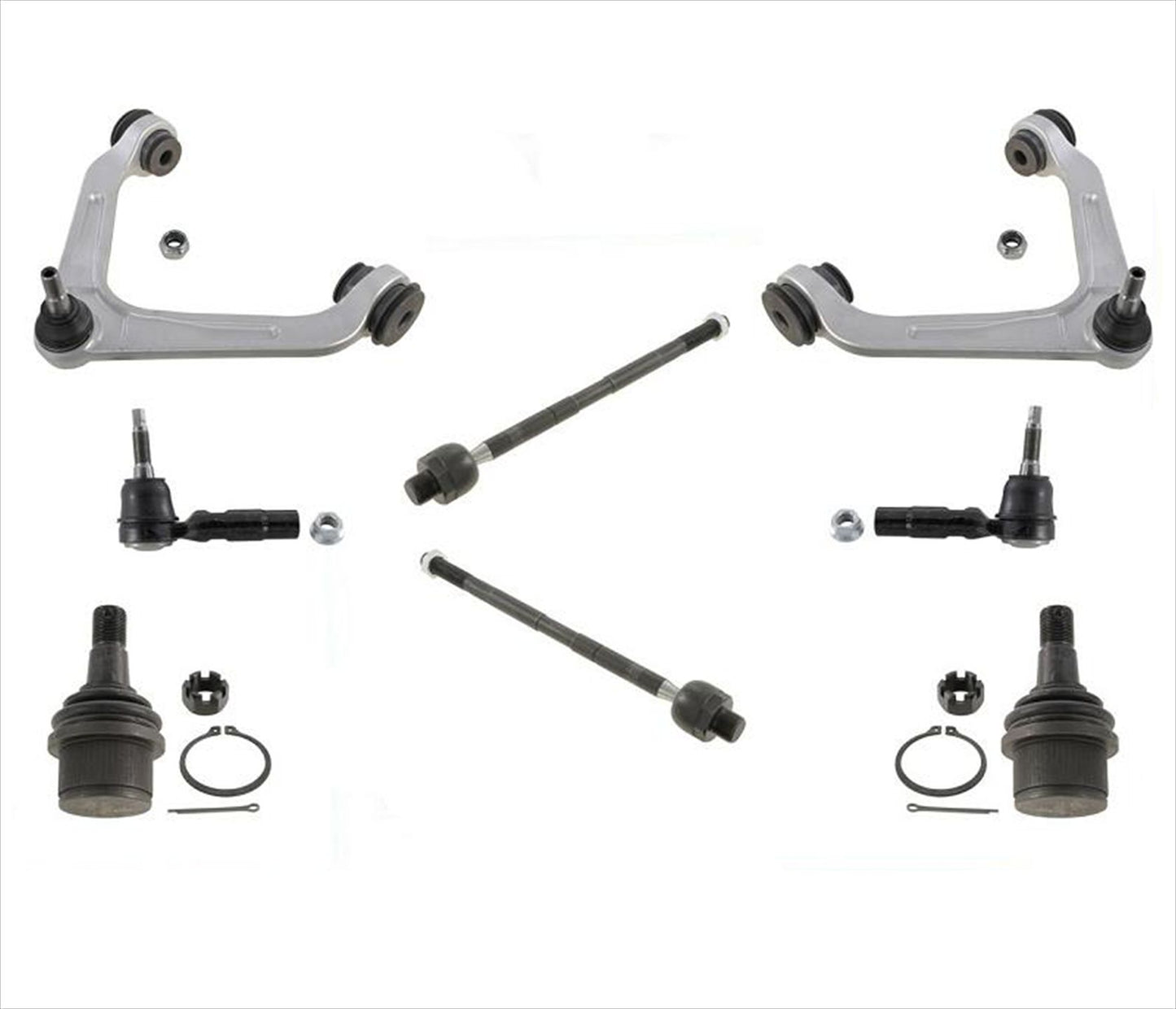 03-06 Ram 2500 3500 Brazos de control Rótulas Interior/Exterior Barras de acoplamiento 2WD Sólo 8 piezas