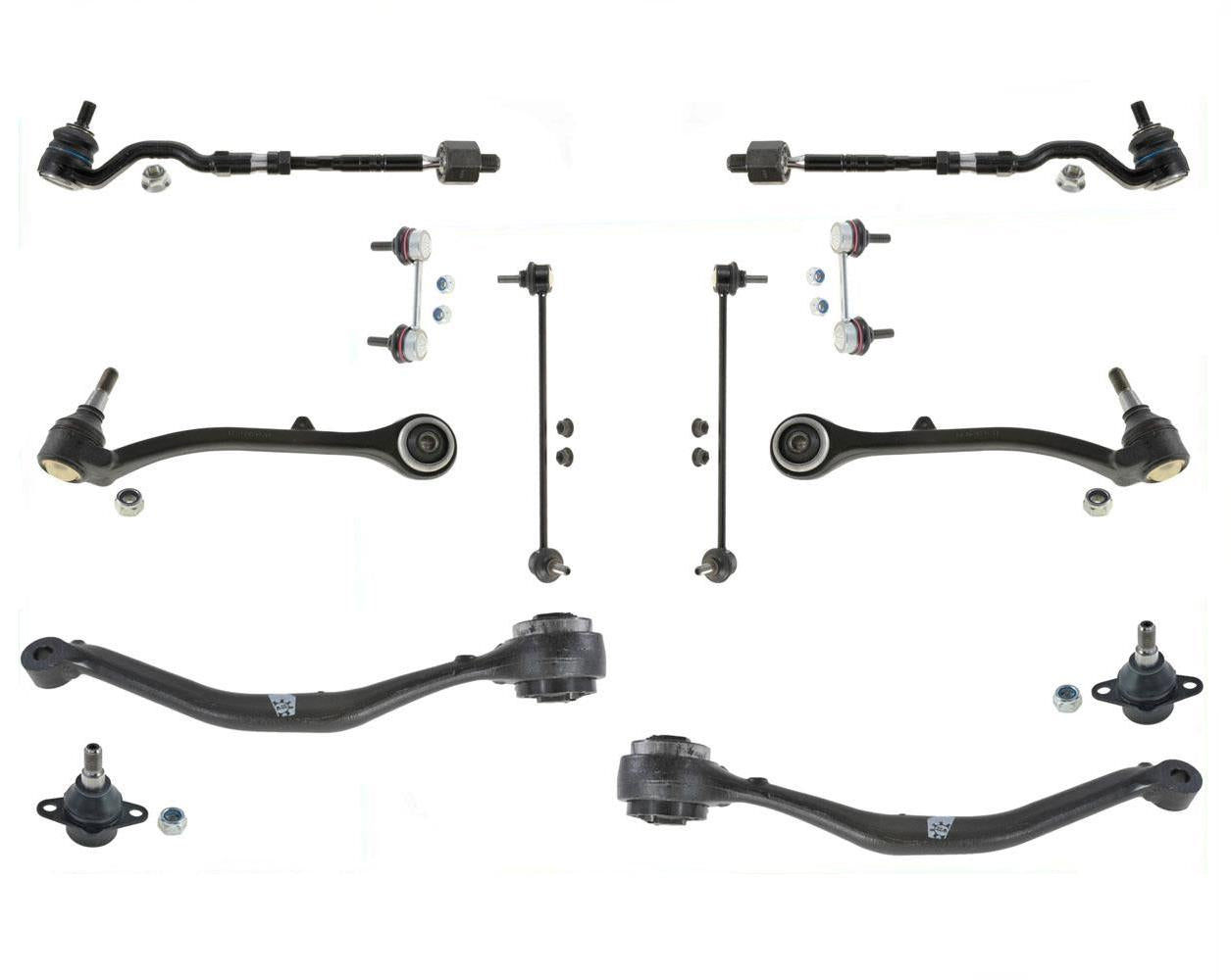 Brazos de control inferiores delanteros, varillas de amarre, eslabones, rótulas, 14 piezas, se adapta a BMW X3 04-07