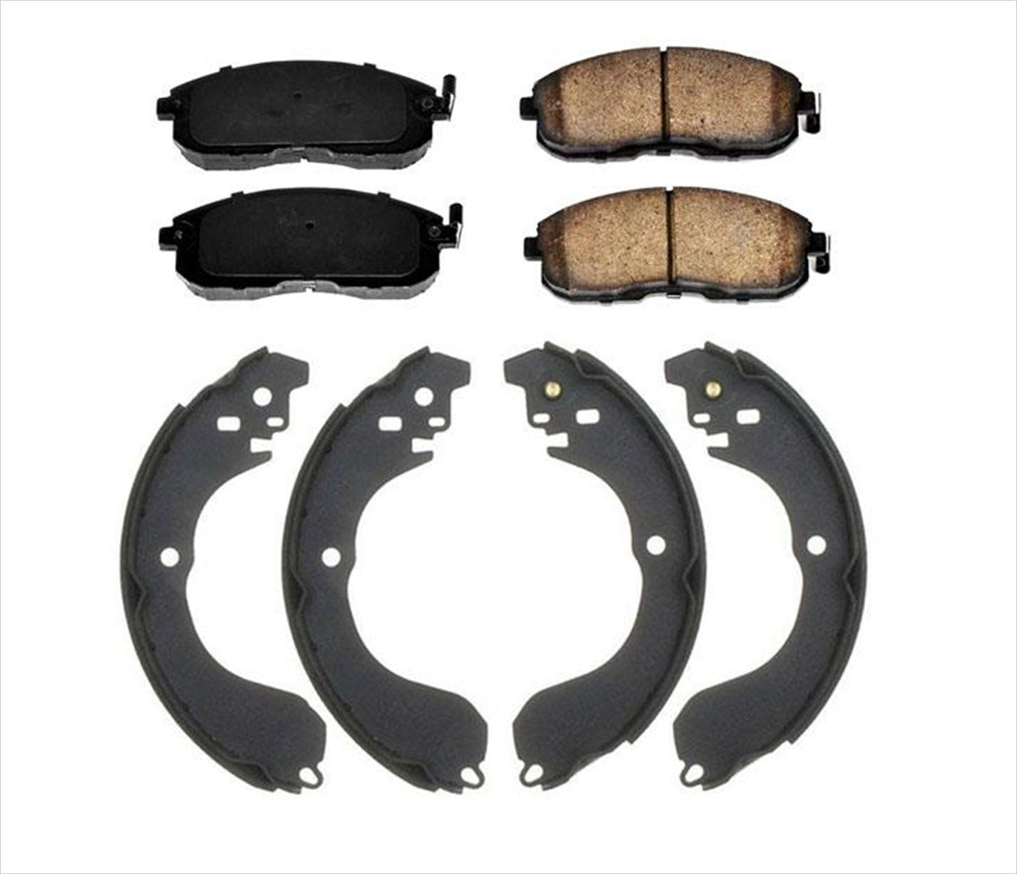 Pastillas de freno delanteras y zapatas de freno orgánicas traseras para Nissan Versa 07-12 Cube 09-13
