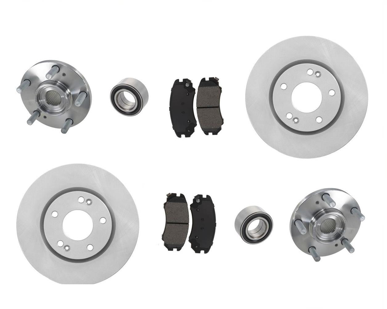 Front Hub & Bearings Brake Pads & Rotors for Hyundai Sonata 3.3L 06-10