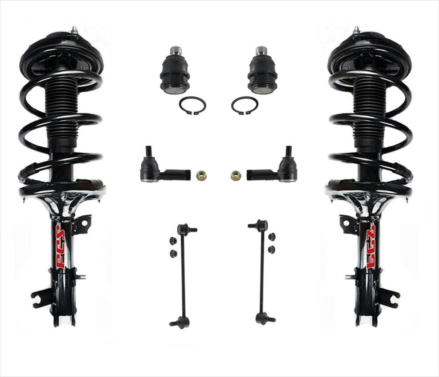 Front Struts Links Tie Rods Kit for 04-06 Santa Fe Automatic Trans 4 Wheel Drive