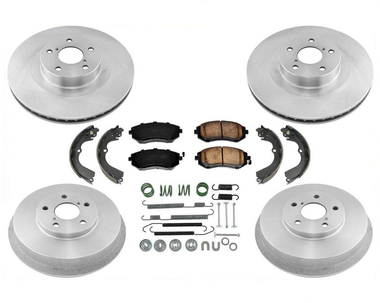 Front Rotors Rear Drums Brake Pads Shoes Springs For Subaru Forester 2.5L 03-08