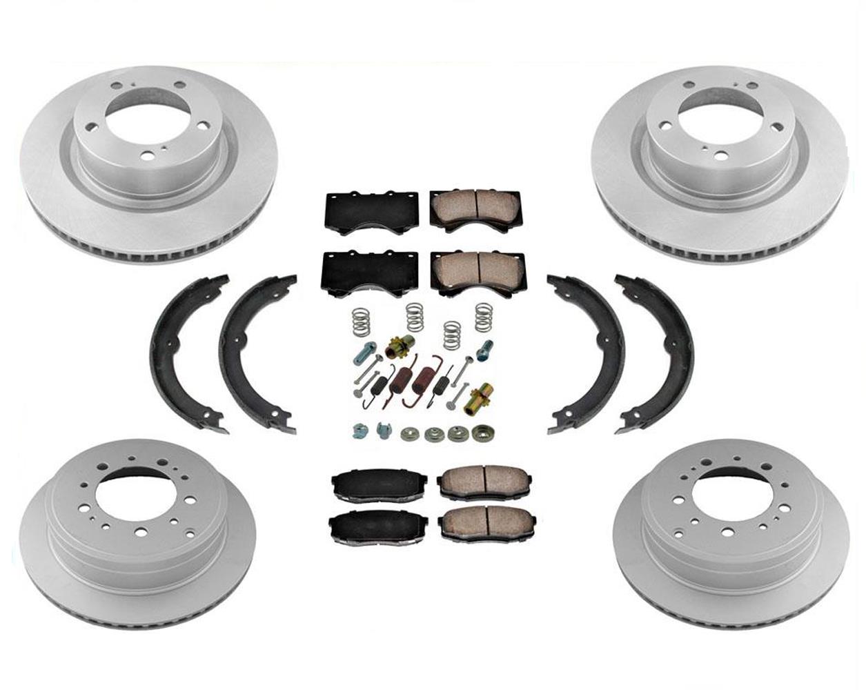 Rotores de freno de disco delantero y trasero, pastillas de cerámica, zapatas de estacionamiento para Lexus LX570 08-21